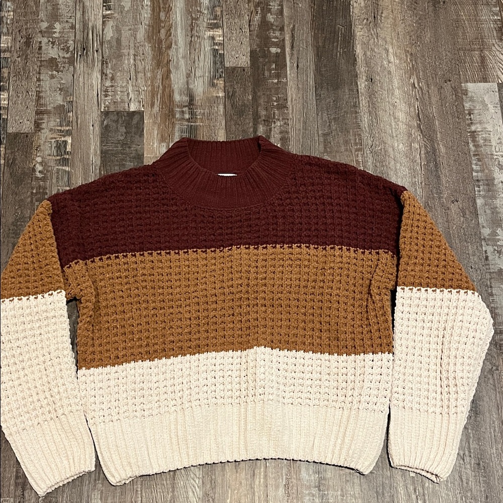 Pink Rose Colorblock Knit Sweater